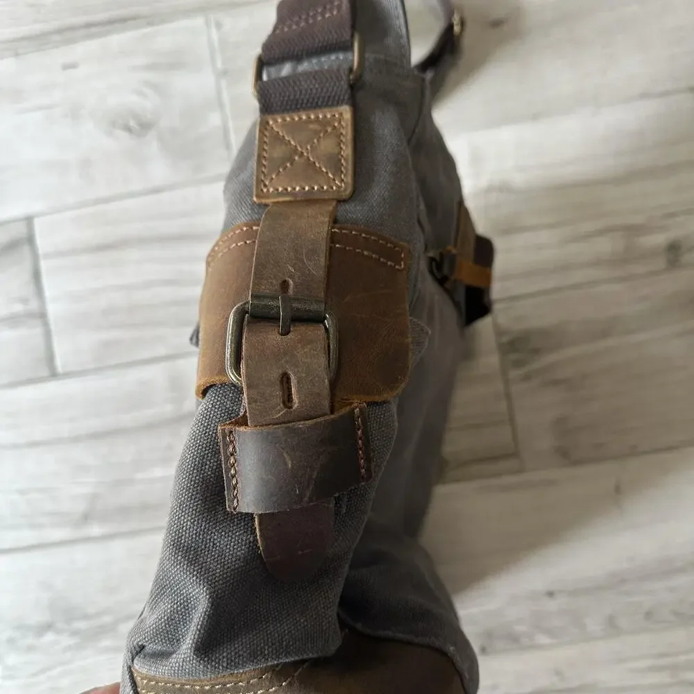 Lifewit Canvas Messenger Bag Medium Gray Laptop Shoulder Satchel Travel